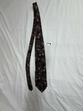Chez Roffe New York Geometric Abstract Silk Men's Necktie Brown Multi